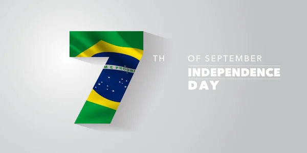 Brasil Feliz Día Independencia Tarjeta Felicitación Bandera Ilustración Vectorial Día — Vector de stock