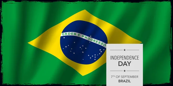 Βραζιλία Ευτυχισμένη Ημέρα Ανεξαρτησίας Ευχετήρια Κάρτα Εικονογράφηση Διάνυσμα Banner Βραζιλιάνικη — Διανυσματικό Αρχείο