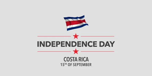 Costa Rica Feliz Tarjeta Felicitación Día Independencia Bandera Ilustración Vectorial — Vector de stock