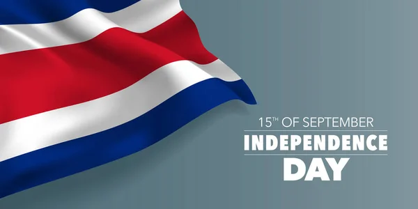 Kostarika Šťastný Den Nezávislosti Blahopřání Banner Šablonou Textu Vektorové Ilustrace — Stockový vektor