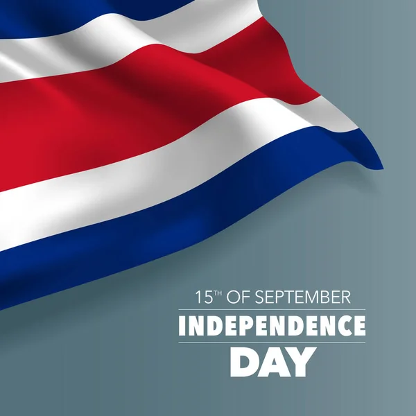 Costa Rica Feliz Tarjeta Felicitación Día Independencia Bandera Ilustración Vectorial — Archivo Imágenes Vectoriales