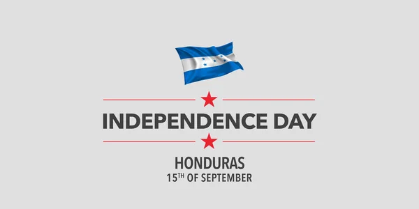 Honduras Boldog Függetlenség Napja Üdvözlőlap Banner Vektor Illusztráció Nyaralás Szeptember — Stock Vector
