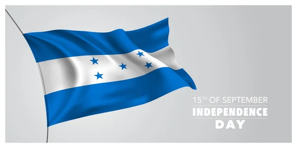 Honduras Feliz Tarjeta Felicitación Día Independencia Bandera Ilustración Vectorial Horizontal — Vector de stock
