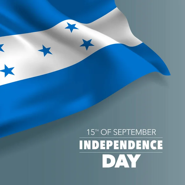 Honduras Feliz Día Independencia Tarjeta Felicitación Bandera Ilustración Vectorial Día — Vector de stock