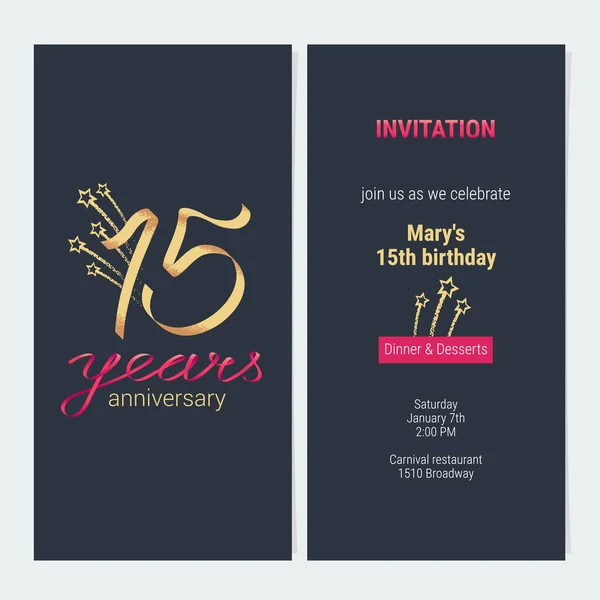 Years Anniversary Invitation Celebrate Vector Illustration Design Template Element Golden — Stock Vector