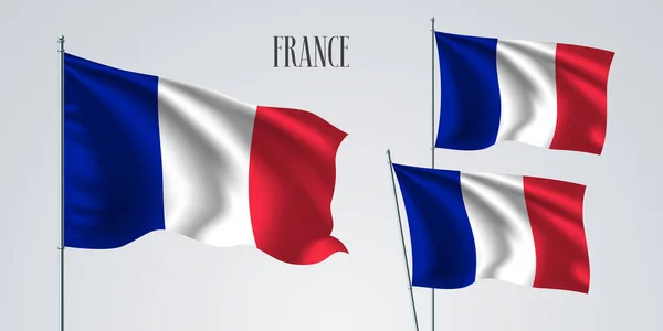 Франция Размахивает Флагом Векторной Иллюстрации Белые Красные Цвета Франции Волнистый — стоковый вектор
