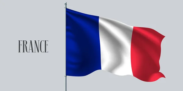 Франция Размахивает Флагом Векторной Иллюстрации Флагштока Красно Синий Элемент Французского — стоковый вектор