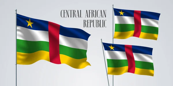Repubblica Centrafricana Sventola Bandiera Insieme Illustrazione Vettoriale Colori Verdi Gialli — Vettoriale Stock