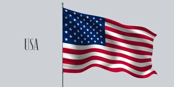 Bayrak direği illüstrasyonunda ABD bayrağı sallıyor. Ülkenin bir sembolü olarak Amerikan dalgalı gerçekçi bayrağının kırmızı mavi unsuru