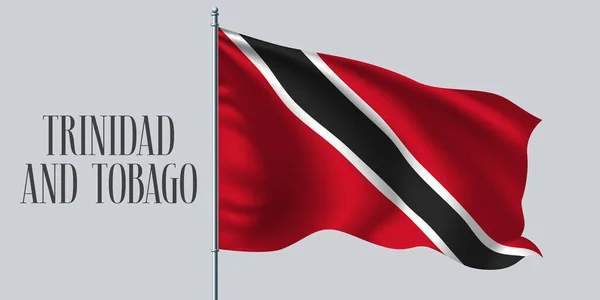 Trinidad Tobago Acenando Bandeira Ilustração Vetor Flagpole Elemento Preto Vermelho — Vetor de Stock