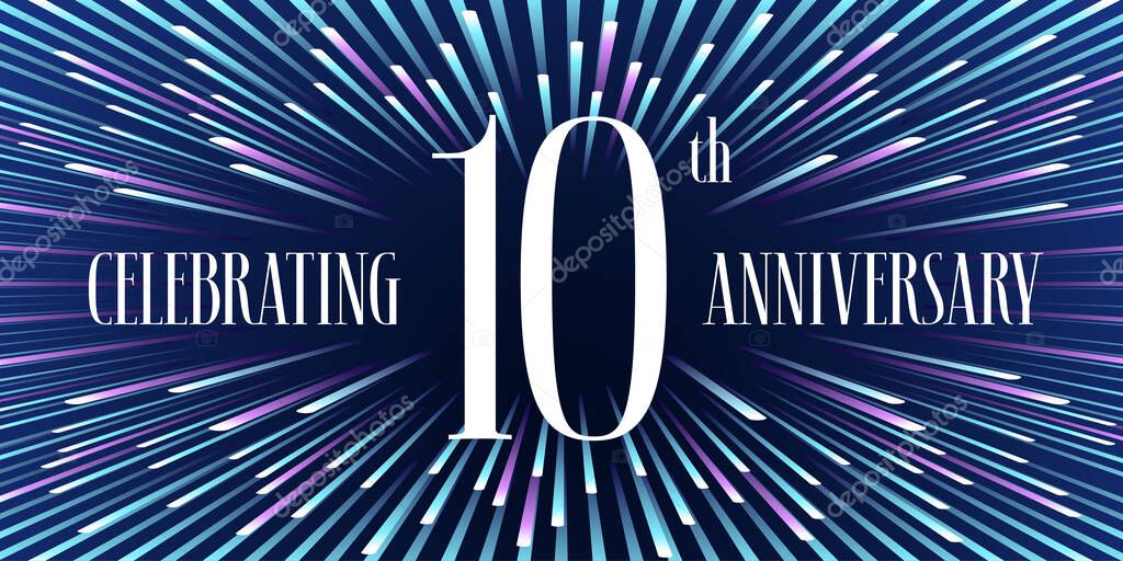 10 years anniversary vector icon,  banner. Graphic design element or logo with abstract background for 10th anniversary