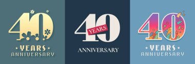Vektör ikonu logosunun 40. yıl dönümü kutlaması. 40. yıldönümü kartı için grafik tasarım ögeleri