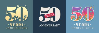 Vektör ikonu logosunun 50. yıl dönümü kutlaması. 50. yıldönümü kartı için grafik tasarım ögeleri