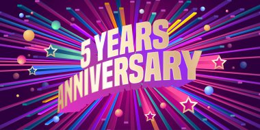 5. yıl dönümü vektör simgesi, logo. 5. yıl dönümü tebrik kartı için grafik tasarım ögesi