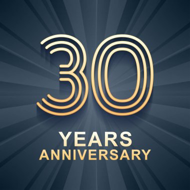 30. yıl dönümü kutlama ikonu, logo. 30. yıldönümü kartı için altın rengi olan şablon tasarımı ögesi