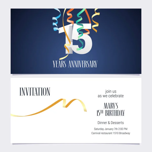 Years Anniversary Invitation Celebrate Event Vector Illustration Design Template Element — Stock Vector