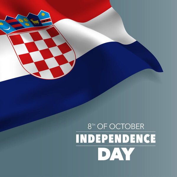 Открытки на день независимости Хорватии, баннер, векторная иллюстрация. Национальный день Хорватии 8 октября фон с элементами флага, квадратный формат