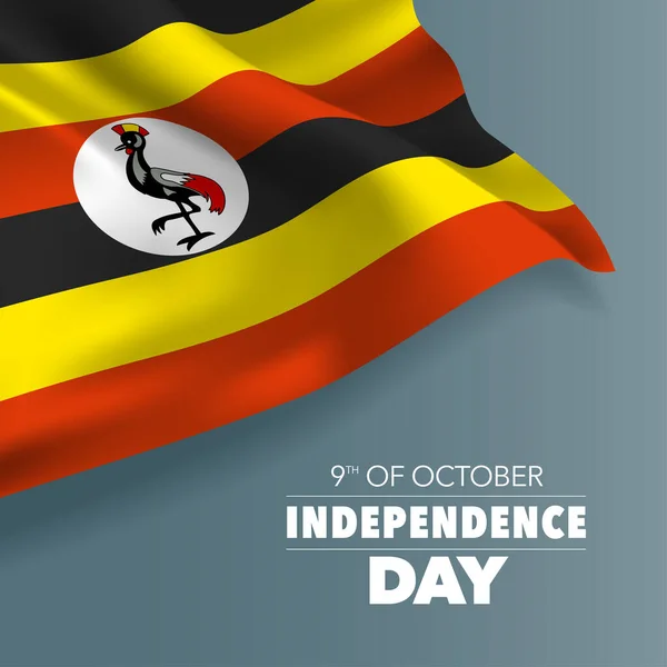 Uganda Independência Dia Saudação Cartão Banner Ilustração Vetorial Dia Nacional —  Vetores de Stock