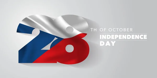 República Checa Independencia Tarjeta Felicitación Día Bandera Vector Ilustración Día — Vector de stock