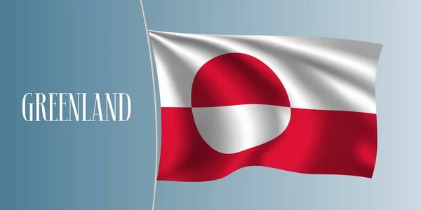 Groenland Zwaaiende Vlag Vector Illustratie Iconisch Vormgevingselement Als Nationaal Groenlands — Stockvector