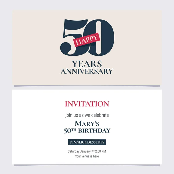 Years Anniversary Invitation Vector Illustration Graphic Design Template Elegant Logo — Stock Vector