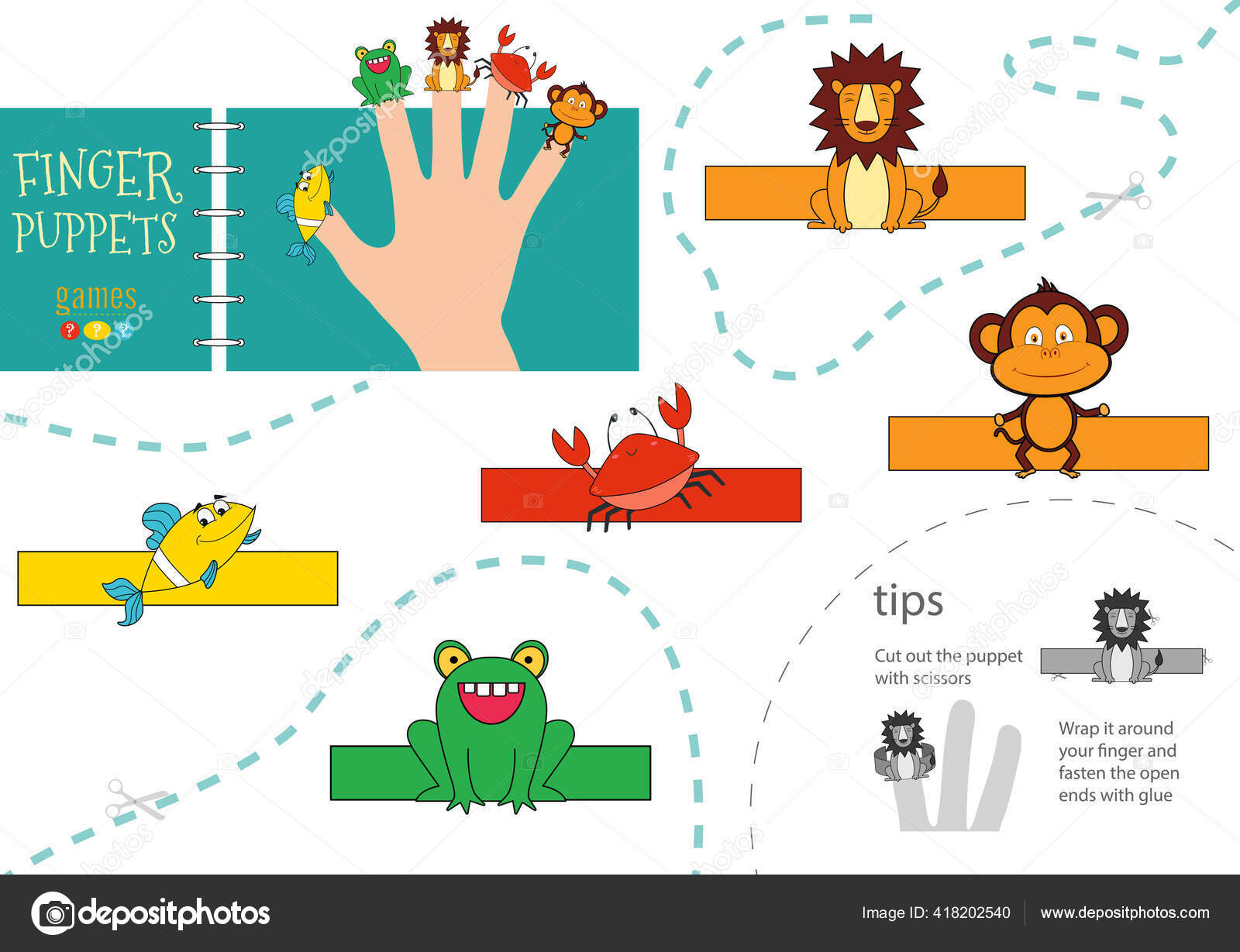 Contando o jogo com bichinhos fofos desenhados à mão planilha educacional