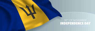 Barbados bağımsızlık günü vektör pankartı, tebrik kartı. 30 Kasım 'da Barbadosian dalgalı bayrağı ulusal vatanseverlik bayramı yatay tasarımı