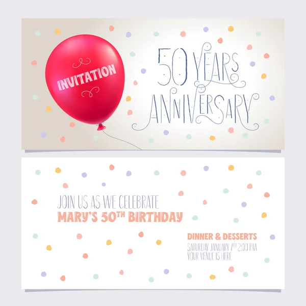 Years Anniversary Invite Vector Illustration Graphic Design Element Air Balloon — Stock Vector