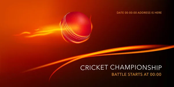 Vector illustration for cricket tournament. Ball for playing cricket and template text for game announcement banner