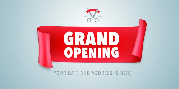 Grand opening vector background. Ribbon cutting ceremony design element for opening  event