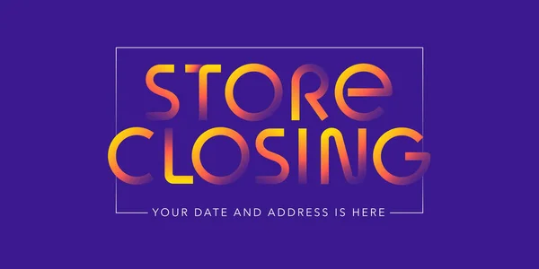 Store Closing Vector Illustration Background Banner Flyer Clearance Sale Neon — Stock Vector