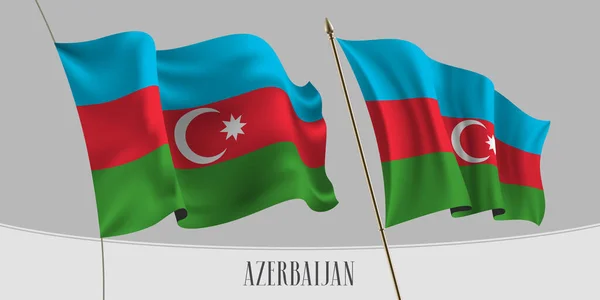Állítsa Azerbajdzsán Lengő Zászló Elszigetelt Háttér Vektor Illusztráció Piros Zöld — Stock Vector