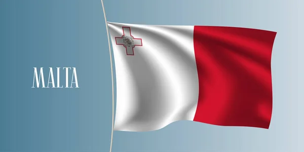 Malta Ondeando Bandera Vector Ilustración Elemento Diseño Icónico Como Símbolo — Vector de stock