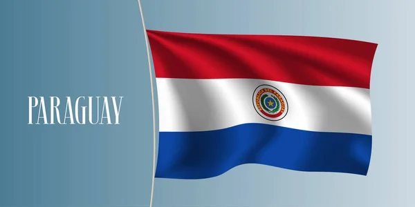 Paraguay Schwenkt Eine Fahne Ikonisches Gestaltungselement Als Paraguayisches Nationalsymbol — Stockvektor