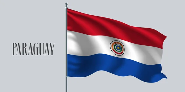 Paraguay Ondeando Bandera Ilustración Del Vector Asta Bandera Elemento Diseño — Archivo Imágenes Vectoriales