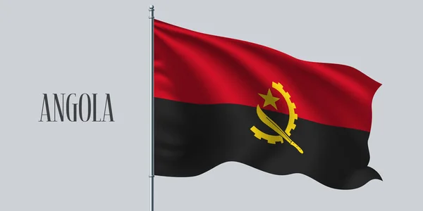 Angola Sventola Bandiera Pennone Vettoriale Illustrazione Elemento Design Nero Rosso — Vettoriale Stock