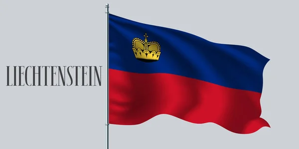 Liechtenstein Ondeando Bandera Ilustración Vectorial Del Asta Bandera Elemento Diseño — Vector de stock