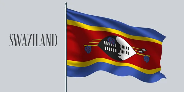 Swaziland Sventola Bandiera Pennone Vettoriale Illustrazione Elemento Design Blu Rosso — Vettoriale Stock