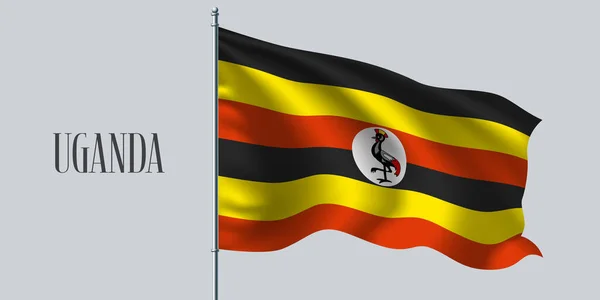 Uganda Agitando Bandeira Flagpole Vetor Ilustração Elemento Design Amarelo Vermelho —  Vetores de Stock