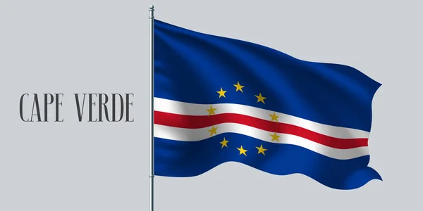 Bandera Ondeando Cabo Verde Ilustración Vectorial Asta Bandera Elemento Blanco — Vector de stock