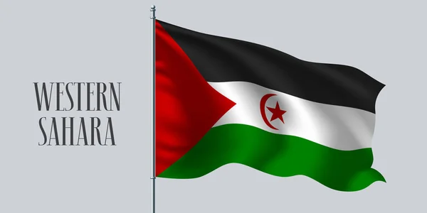 Sahara Occidental Ondeando Bandera Ilustración Vectorial Del Asta Bandera Elemento — Archivo Imágenes Vectoriales