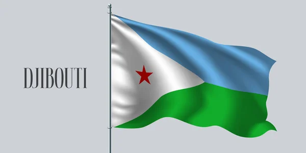Τζιμπουτί Κυματίζει Σημαία Εικονογράφηση Διάνυσμα Κονταριού Σημαίας Μπλε Πράσινο Στοιχείο — Διανυσματικό Αρχείο