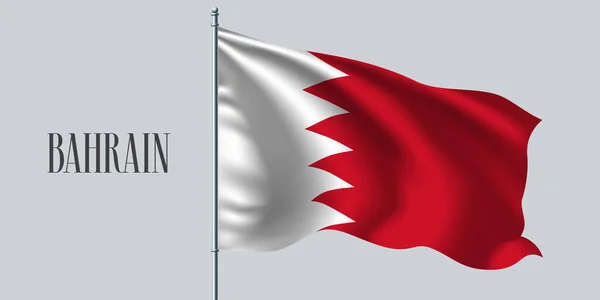 Drapeau Bahreïn Sur Illustration Vectorielle Mât Drapeau Élément Rouge Blanc — Image vectorielle