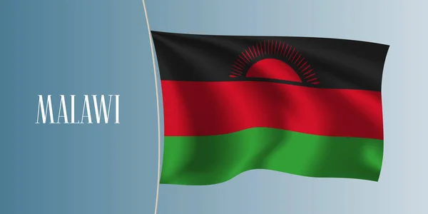 Malawi Vinker Flag Vektor Illustration Ikonisk Designelement Som Nationalt Symbol – Stock-vektor