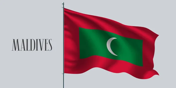 Maldive Sventolano Bandiera Pennone Vettoriale Illustrazione Elemento Verde Rosso Della — Vettoriale Stock