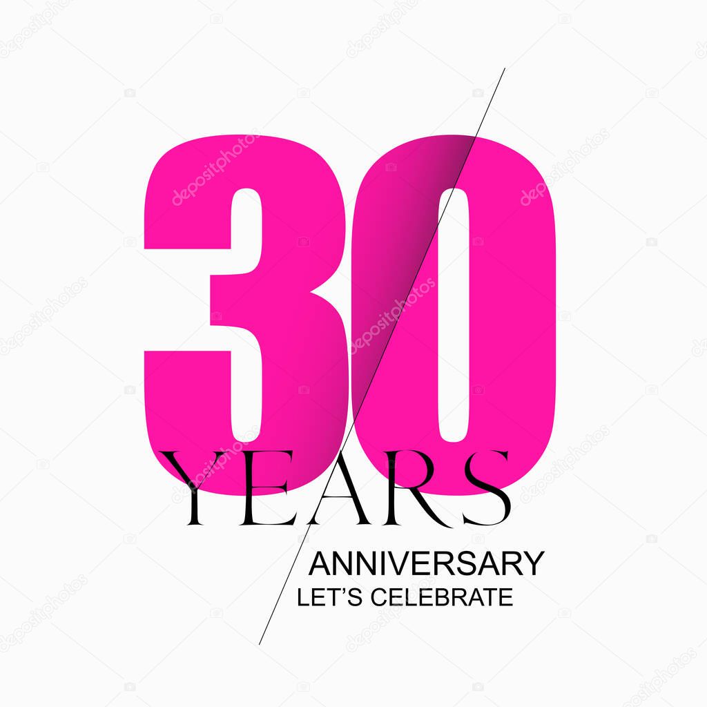 30 years anniversary vector icon, logo. Design element with modern style sign and number for 30th anniversary