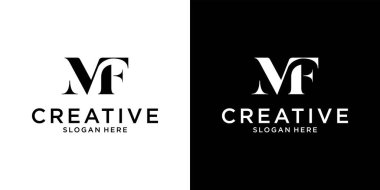 MF veya FM ilk harf logo tasarım vektörü