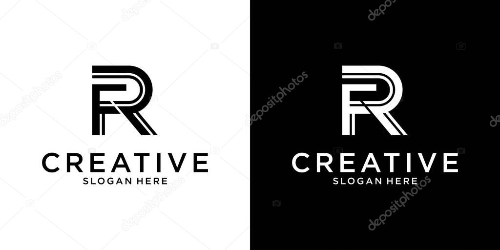 FR of RF initial letter logo design vector
