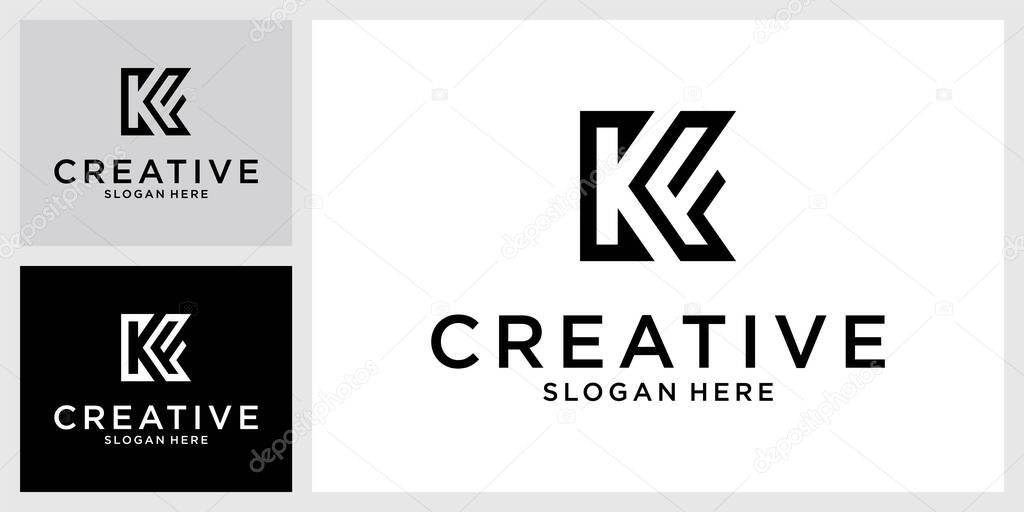 KF or FK initial letter logo design vector