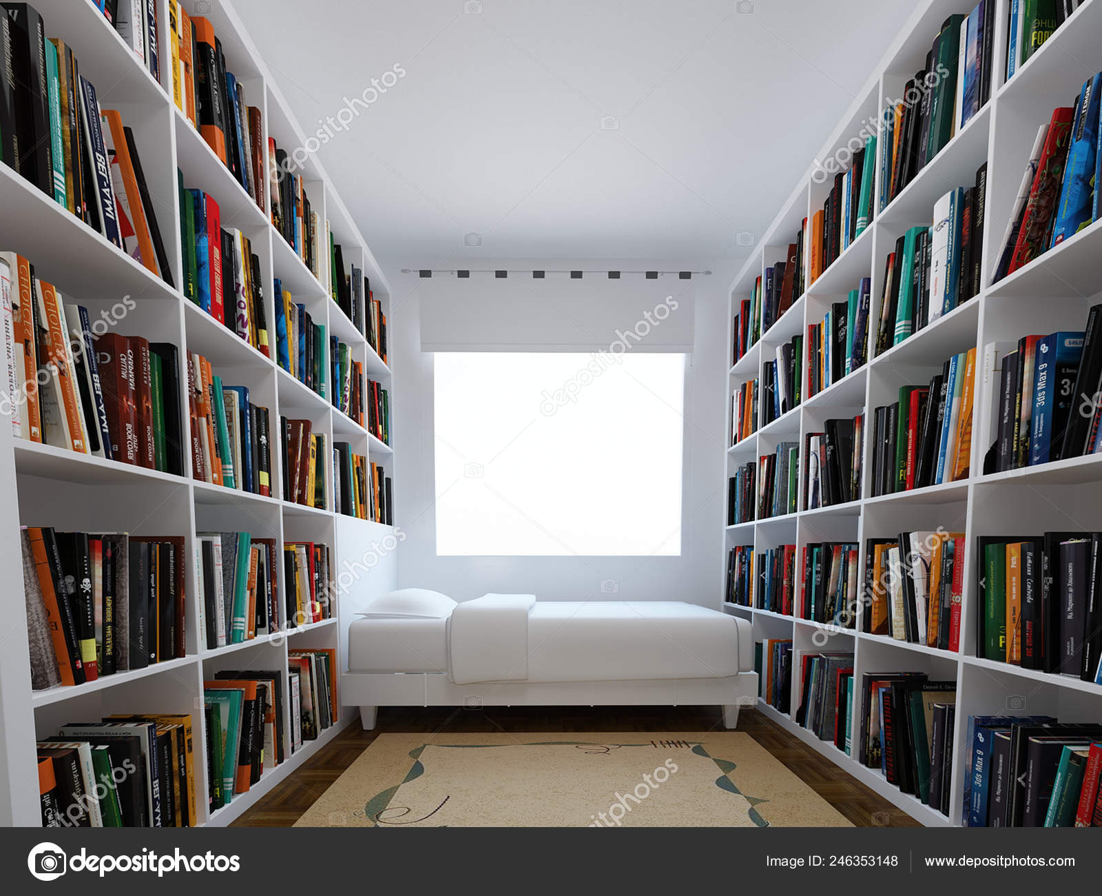Modern Library Bedroom Design Stock Photo C Vahabehmedov